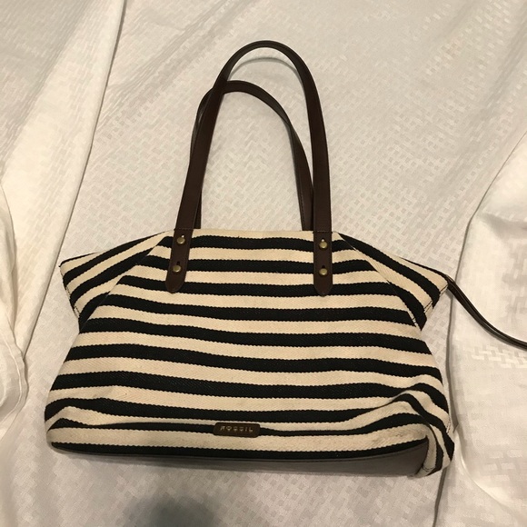 Fossil Handbags - Black and white striped shoulder bag